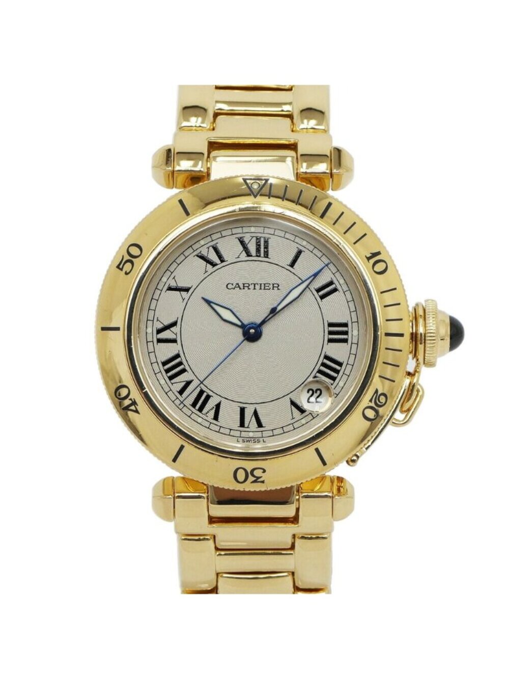 Cartier Pasha 35 750 Yellow Gold Silver Dial Automatic Complete Service Watch